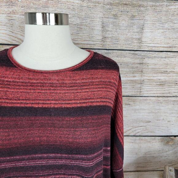 Clara Sun Woo Womens Top Striped‎ Dolman Sleeve Red Medium - Picture 3 of 6